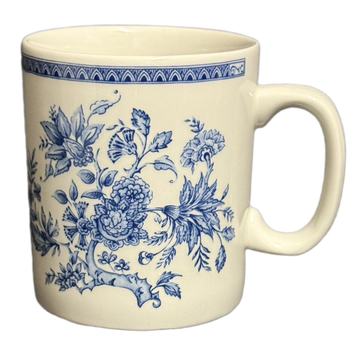 Set of 2 Churchill Indian Tree Blue Floral Mugs England Ironstone 10 oz Cups