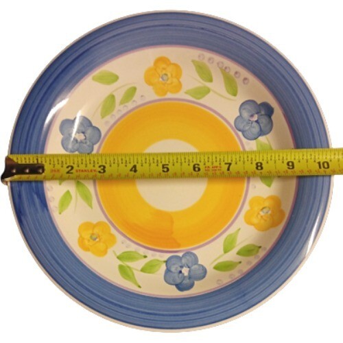 Gibson Designs BELLA Set of 3 Dinner Plates Blue Yellow Floral 10 3/8”D