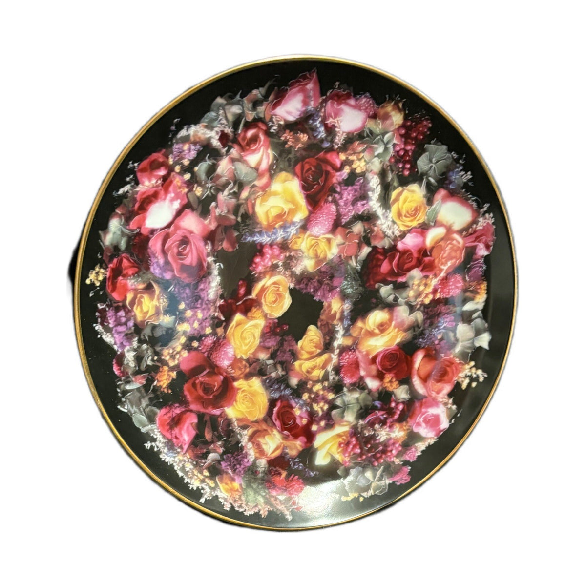 Summer’s Bounty ROSE WREATHS Collectible Floral Plate 1992 E7469 Artaffects LTD