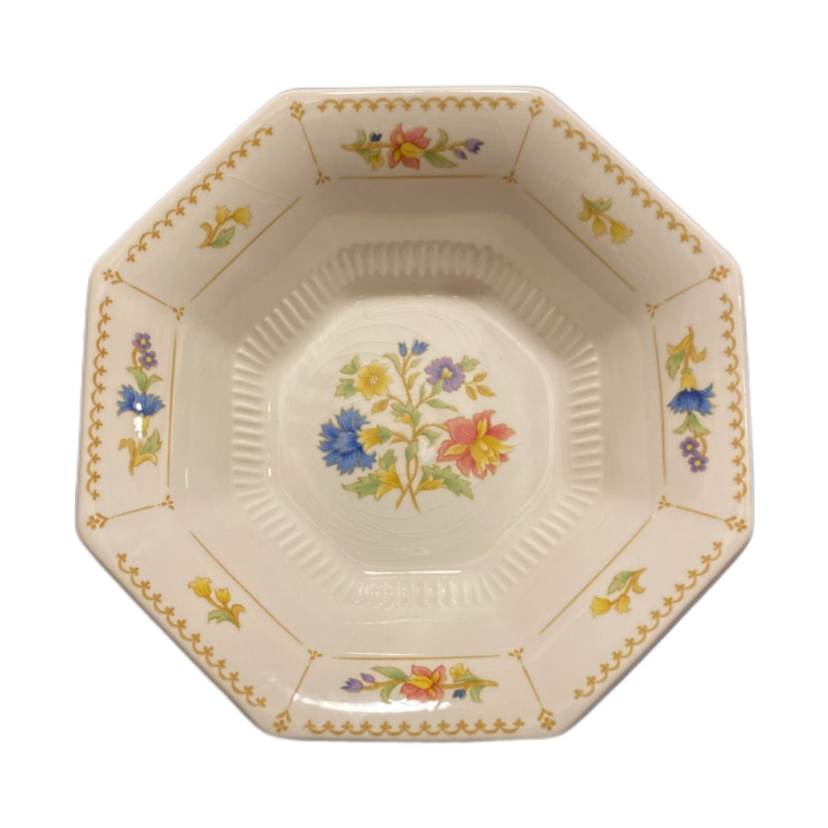 Nikko MAGENTA 4 Cereal Bowls 6 5/8” D Octagonal Floral Japan Classic Collection
