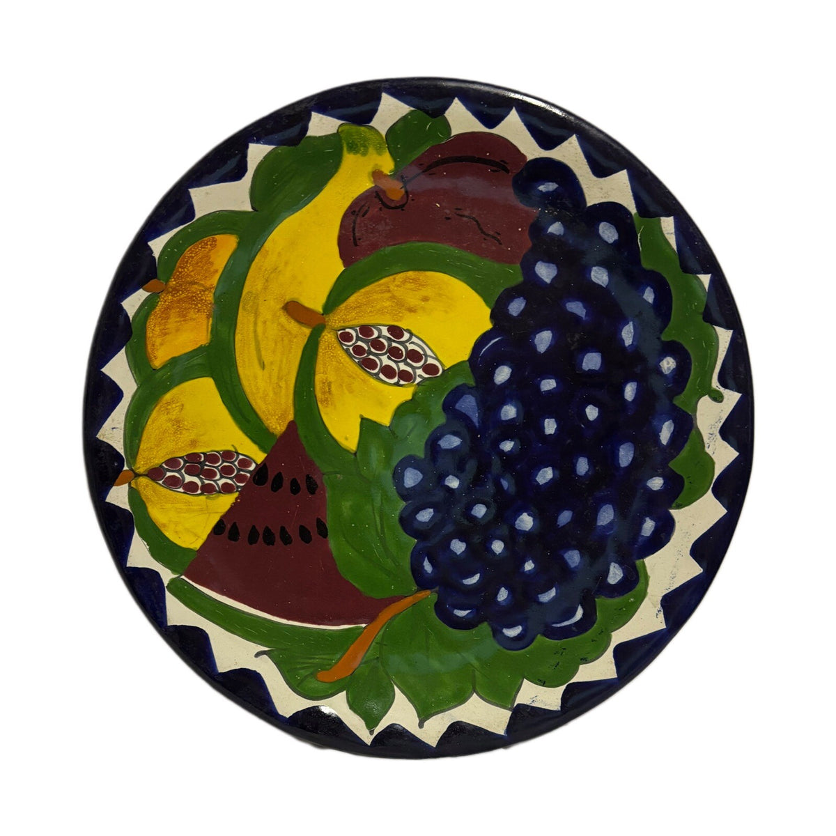 Vintage TALAVERA Plate Hand Painted Mexico Pottery Lead Free Wall Art 11.5 ”D