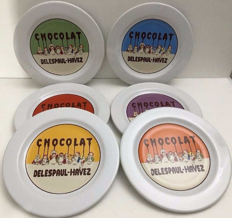 6-Pottery Barn CHOCOLATE Salad Plates Delespaul-Havez Ceramic Dessert Dish