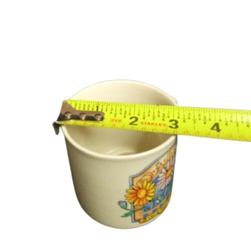 Gibson Designs DAISY 4-Mugs  3 1/8”D Floral Sunshine Seed Coffee Tea Ceramic Cup