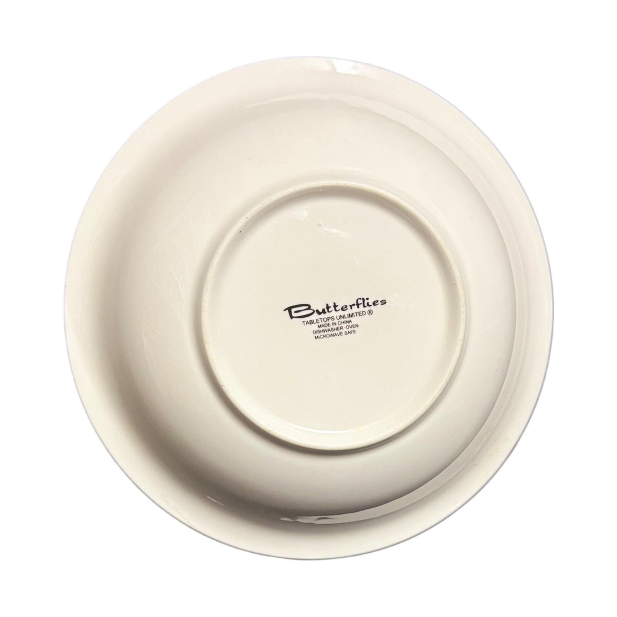 Tabletops Unlimited Soup Bowl BUTTERFLIES Oven Safe White Ceramic Pasta Dish
