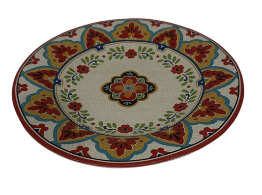 222 Fifth El Centro 12.5” D Serving Platter Mexican Style Ceramic