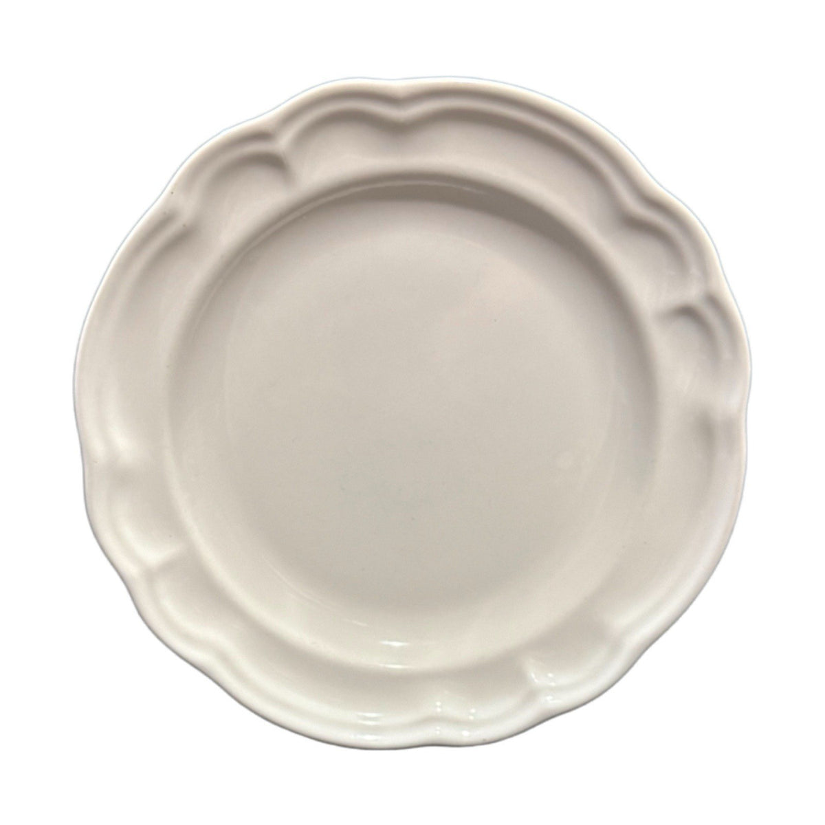 Pfaltzgraff Heirloom White 7.5” Salad Plate Scalloped Vintage Stoneware Dessert