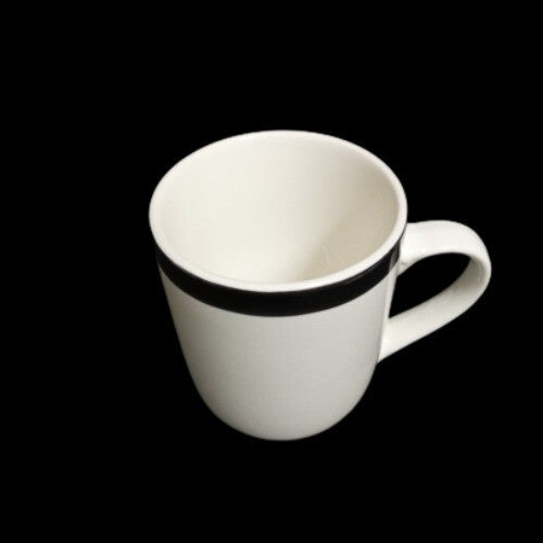 Gibson Designs BASIC LIVING III BLACK 4-Mug 8 Oz Black Band Coffee Tea Ceramic