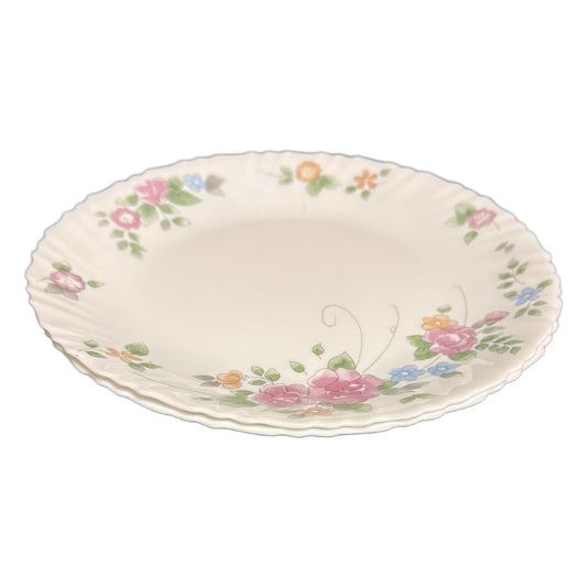 Arcopal France Rosalie 11” Dinner Plates Set of 2 Pink Floral Vintage Opalware