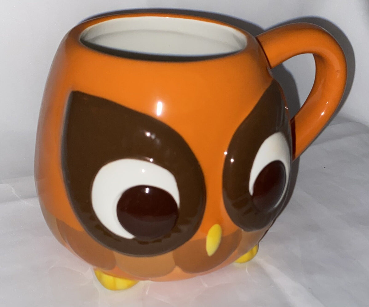Mesa Home Products Coffee Mug 3D Owl Hand Painted Orange Brown 16 Oz Tea Cup