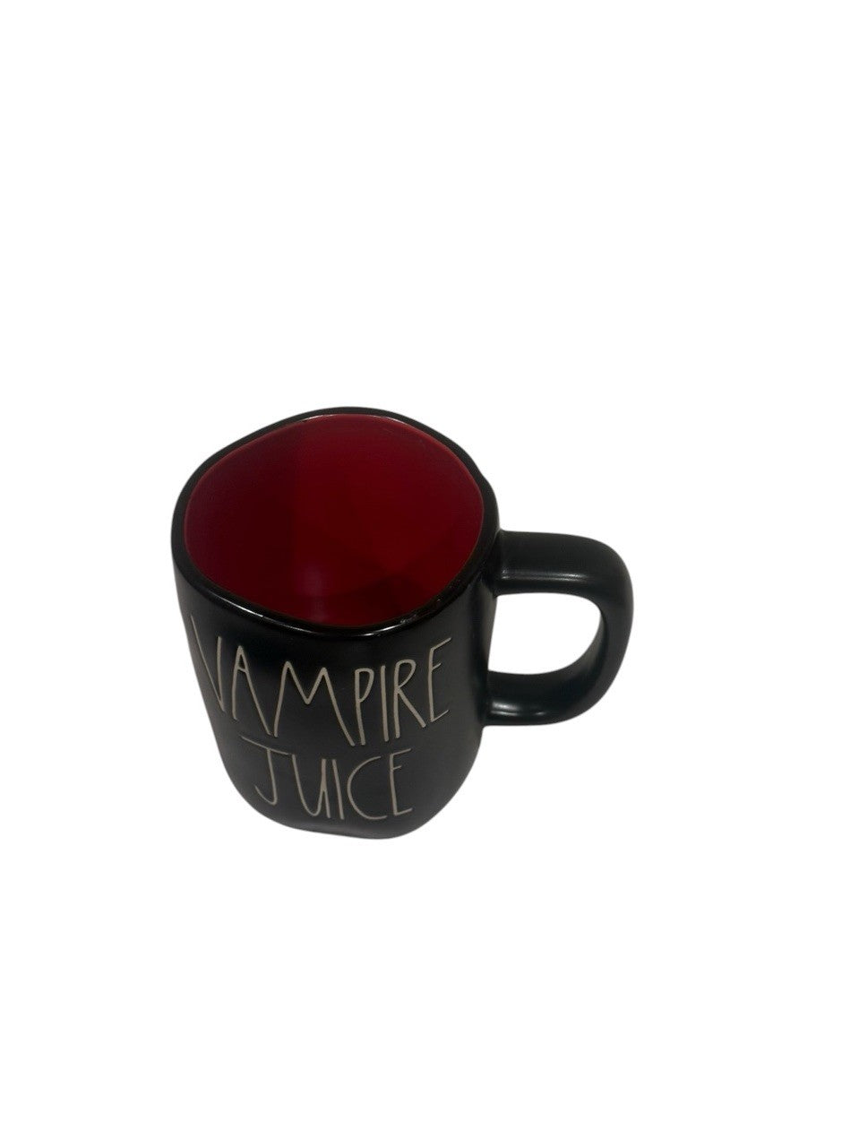 Rae Dunn VAMPIRE JUICE Black Ceramic Mug Red Interior Halloween 16 oz