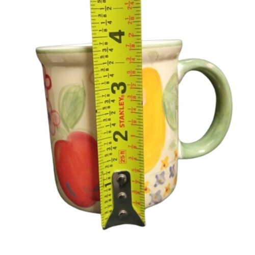 Gibson Designs FRUIT GROVE 3-Mugs Apples Pears 12 Oz Fruit & Flowers Coffee Cup