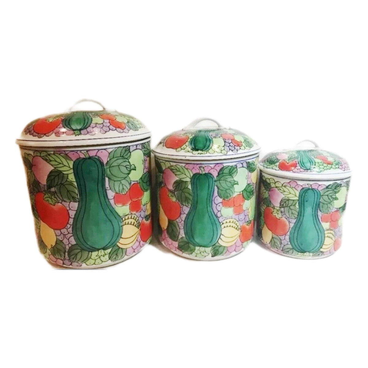 Williams Sonoma Grande Cuisine 3 Canister Set Ceramic Kitchen Jars Circa 2000
