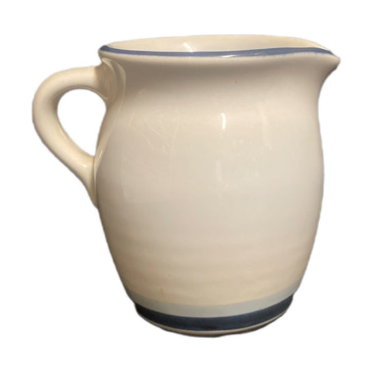 Pfaltzgraff Stoneware SKY Creamer Pitcher 14 oz Dark & Light Blue Band Milk Dish
