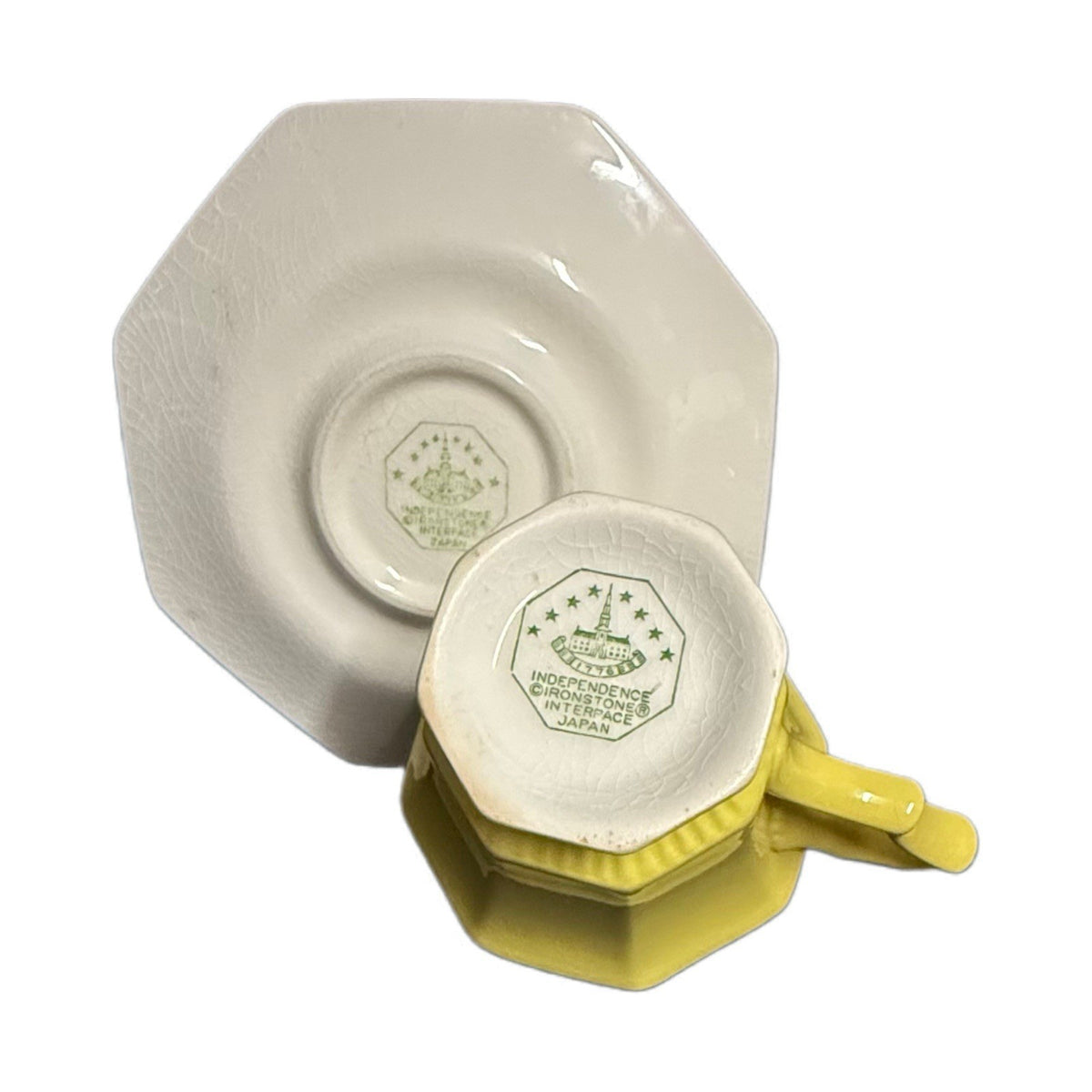 Independence Ironstone Interpace Yellow Cup & Saucer Set Japan Replacement