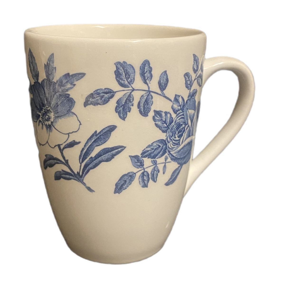 Churchill Mugs Blue Peony Ceramic England Set of 2 White Coffee Tea Cups