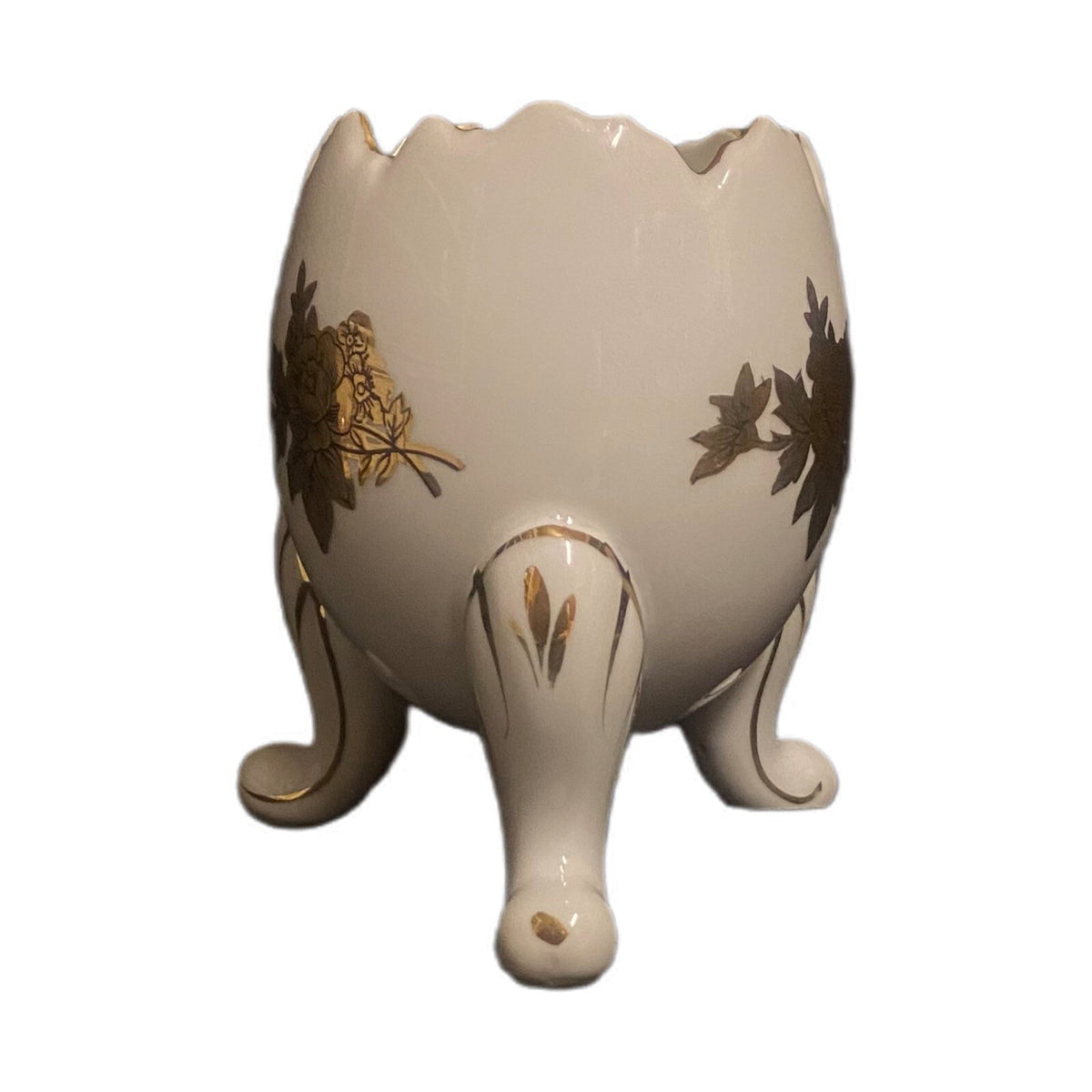 Vintage NAPCOWARE Footed Egg Cup Hand Painted Gold Flower & Trim Vase 3 Legs