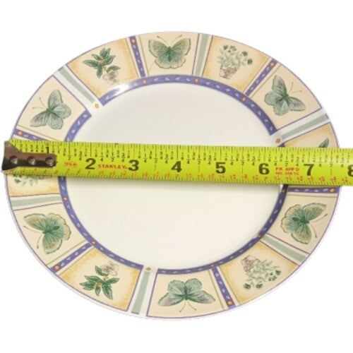 Gibson Designs SPRING MONARK 4-Salad Plates 7 ¾” D Butterfly Plant Dessert Dish