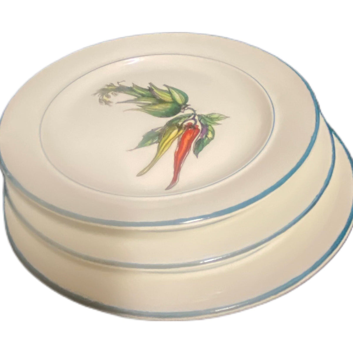 France 3-Salad Plates FAIENCE DE SAINT AMAND Bell Peppers-Hot Peppers-Scallions