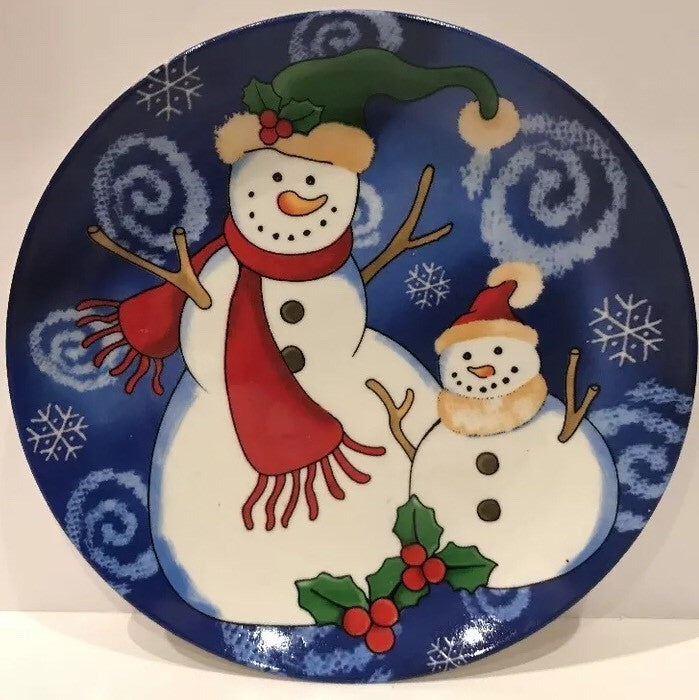 Set Of 4 Christmas Salad/Dessert Plates Snowman-VIGOR