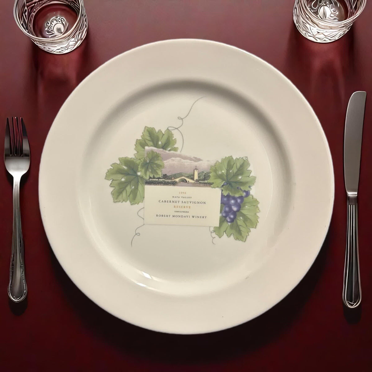 WEDGWOOD 4-Dinner Plates GRAND GOURMET Bone China England Wine Accent Plate 10"D