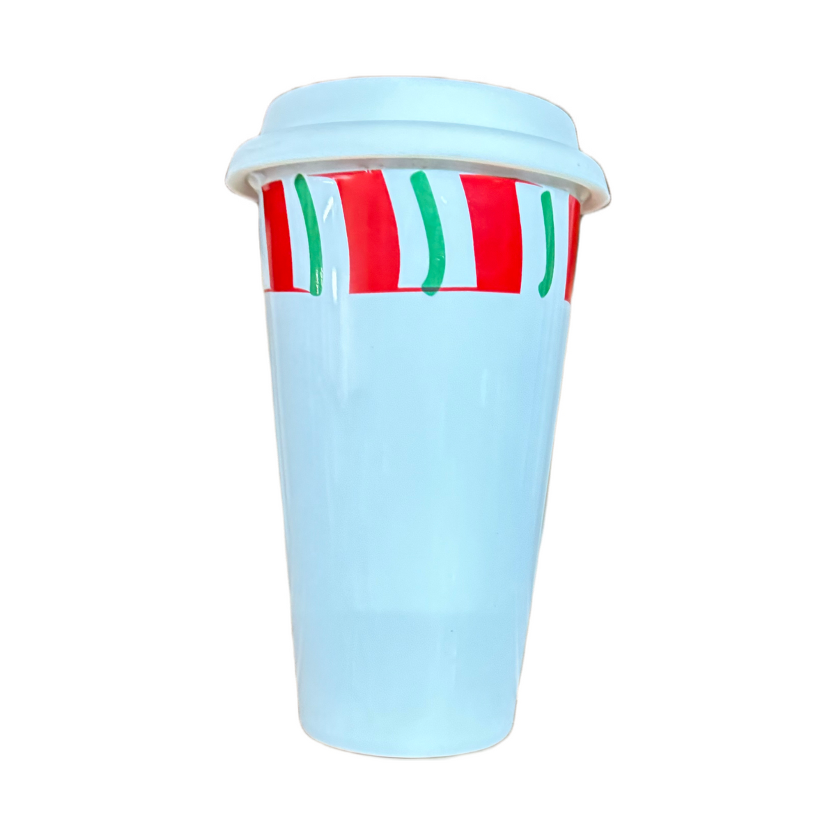 Christmas Latte Mug Ceramic Lidded Thermal White Tumbler Travel Winter Tall Cup