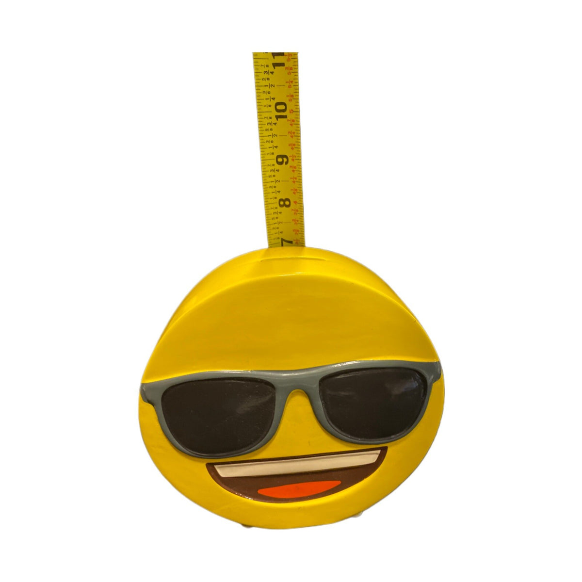 EMOJI Yellow Ceramic Coin Piggy Savings Bank With Stopper Sunglasses GLOBAL 2015
