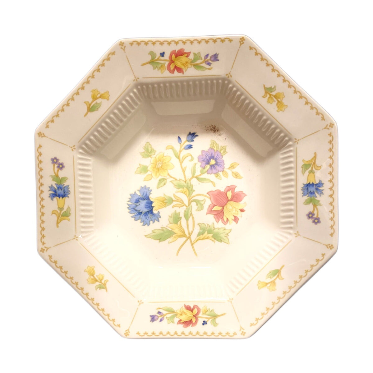 Nikko MAGENTA 3 Soup Bowls 8”D Octagonal White Floral Japan Classic Collection