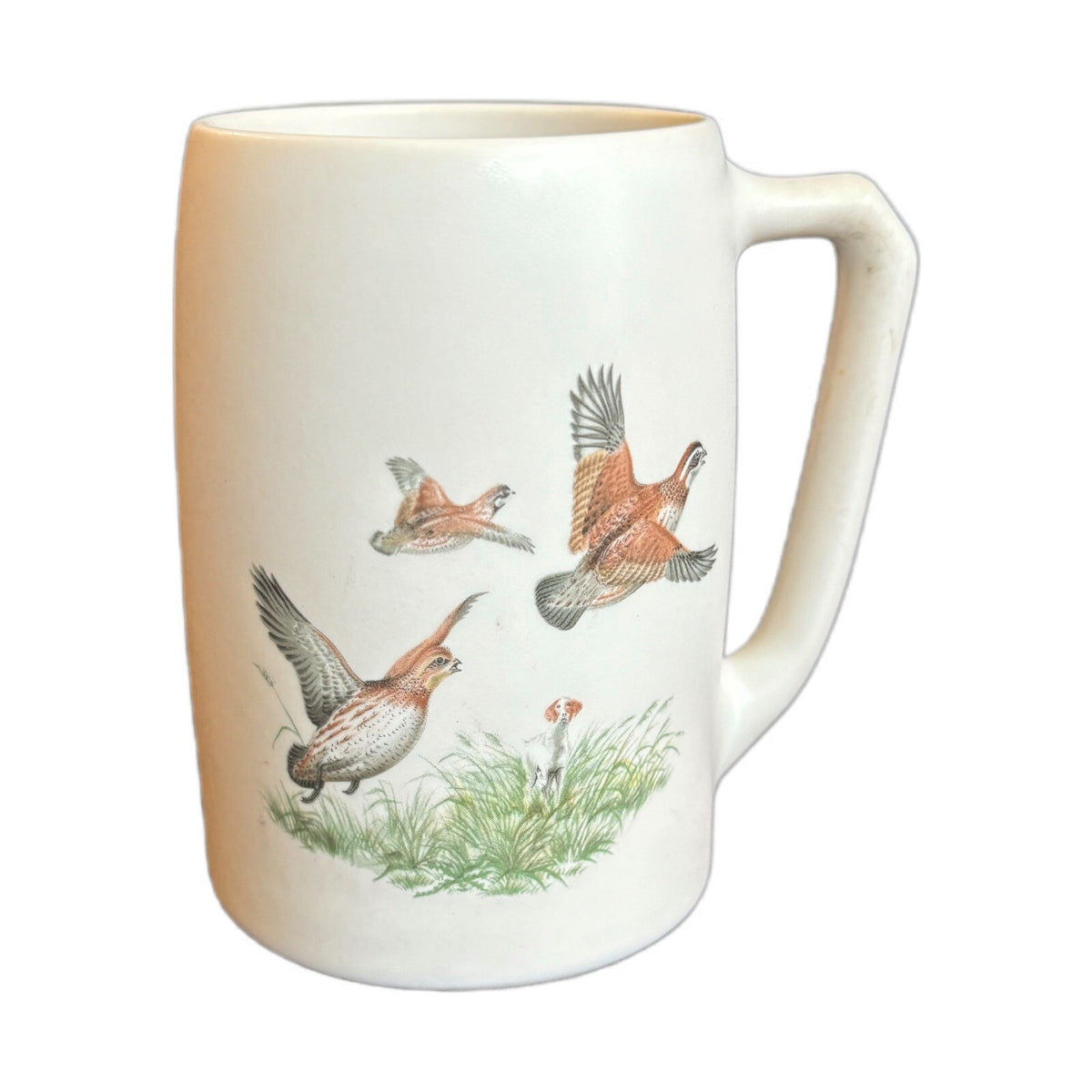 Vintage Mugs 2-Pheasants Quail Dog Hyalyn USA Pottery Ceramic Cups Game Birds