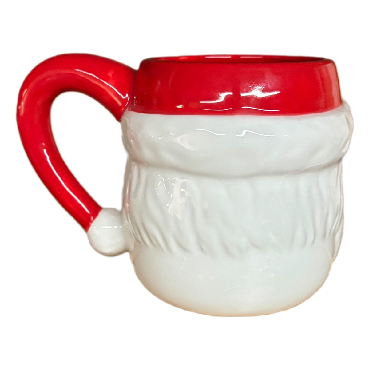 Pier 1 Imports 2- Mugs Santa & Mrs Claus Coffee Cups Hand Painted Dolomite 18oz