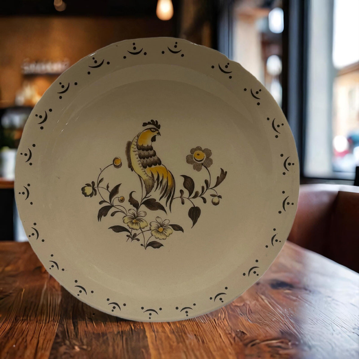 Staffordshire SUN UP ROUND Platter Rooster Johnson Bros Old Granite England
