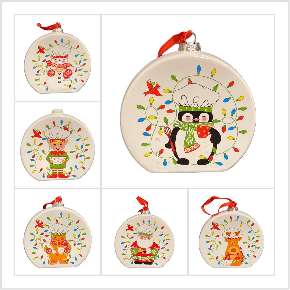 Temp-tations by Tara 6-Christmas Ornaments Ceramic Stand Or Hang Recipe On Back