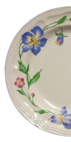 Vintage Gibson WHISPER Salad Plate 7 5/8” D Floral Iris Ceramic Dessert Dish