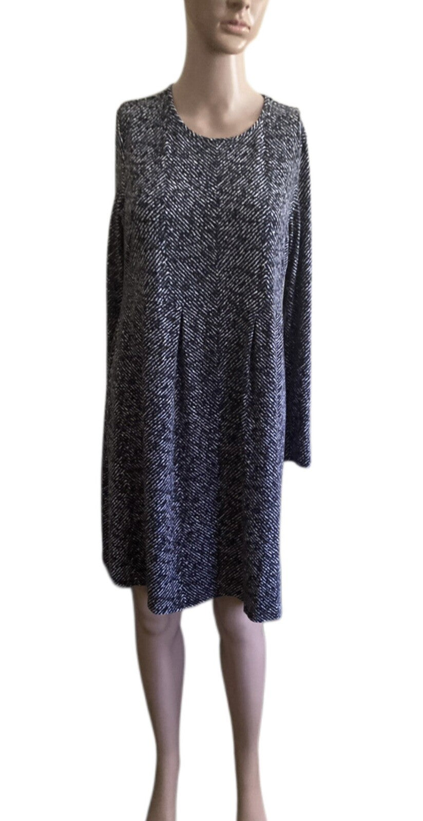 J. Jill Midi Shift Dress Wearever Collection Black Gray Long Sleeve Small Petite