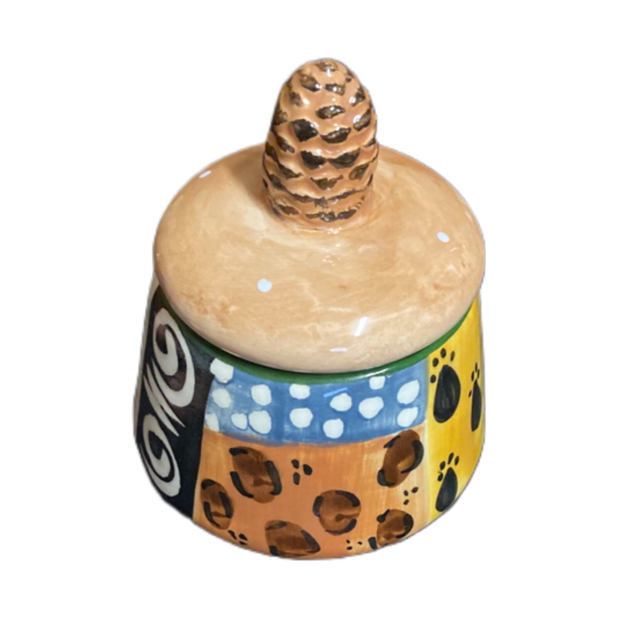 JULIAN KEYSER Handmade Sugar Bowl & Lid South Africa Hand Painted Ceramic Dish