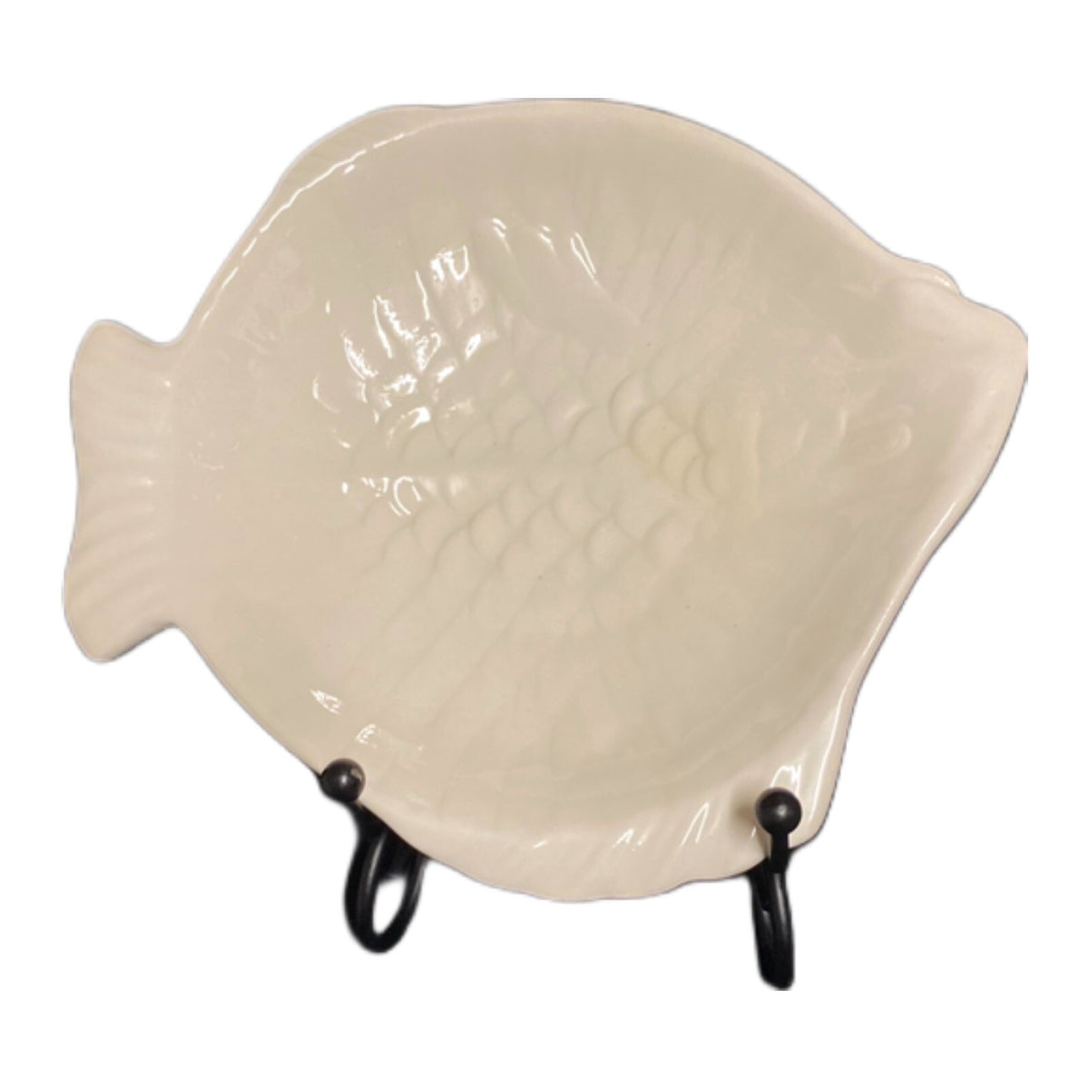 Holland Mold Fish Plates Set of 4 Appetizer Condiment Dish Cream Ceramic 7 1/2"L