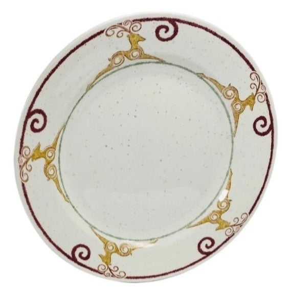 Pier 1 Rustic Reindeer Dinner Plates 10.25” Holiday Christmas England Set Of 2