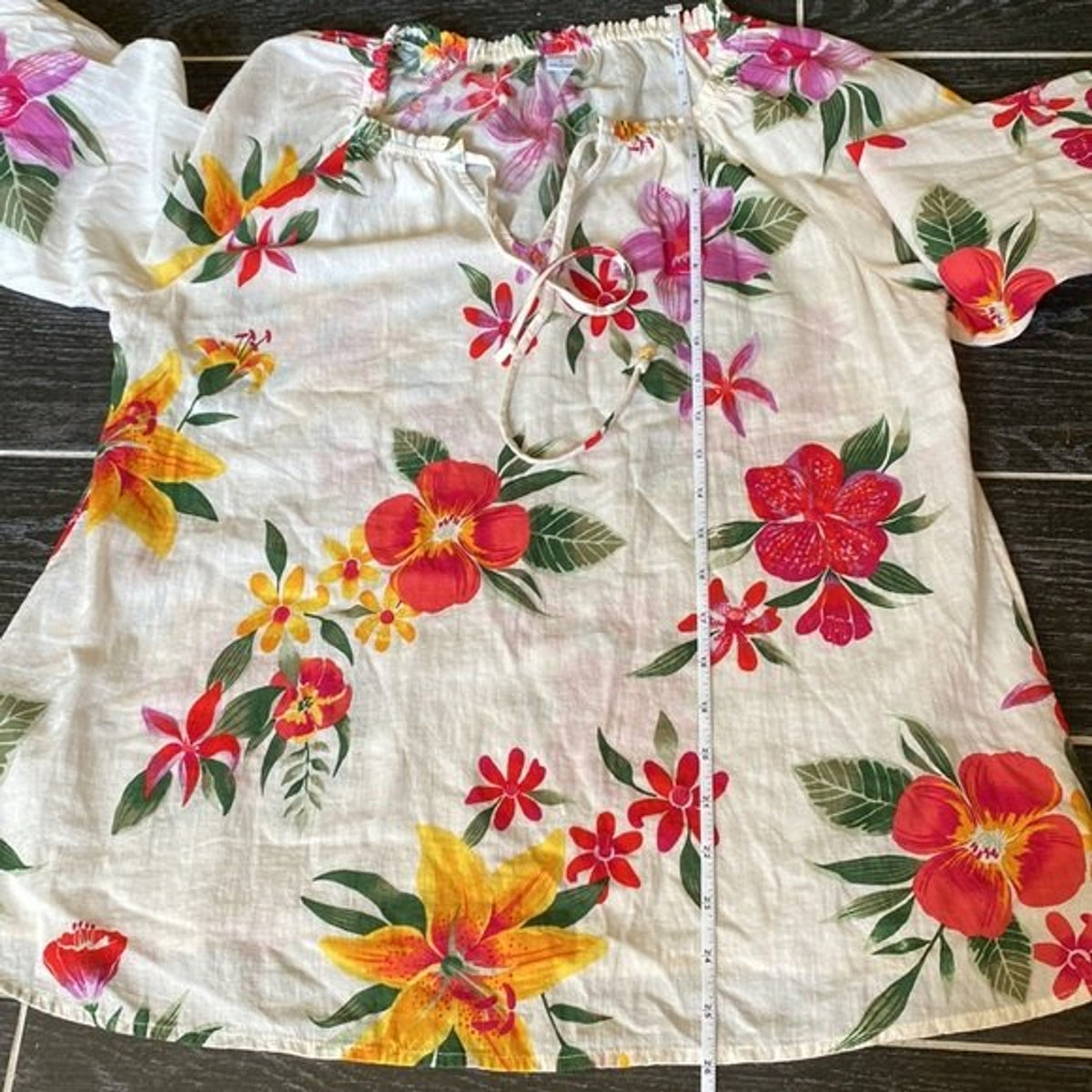 Old Navy Blouse Small Floral Woman Relax Fit Cotton Long Sleeves