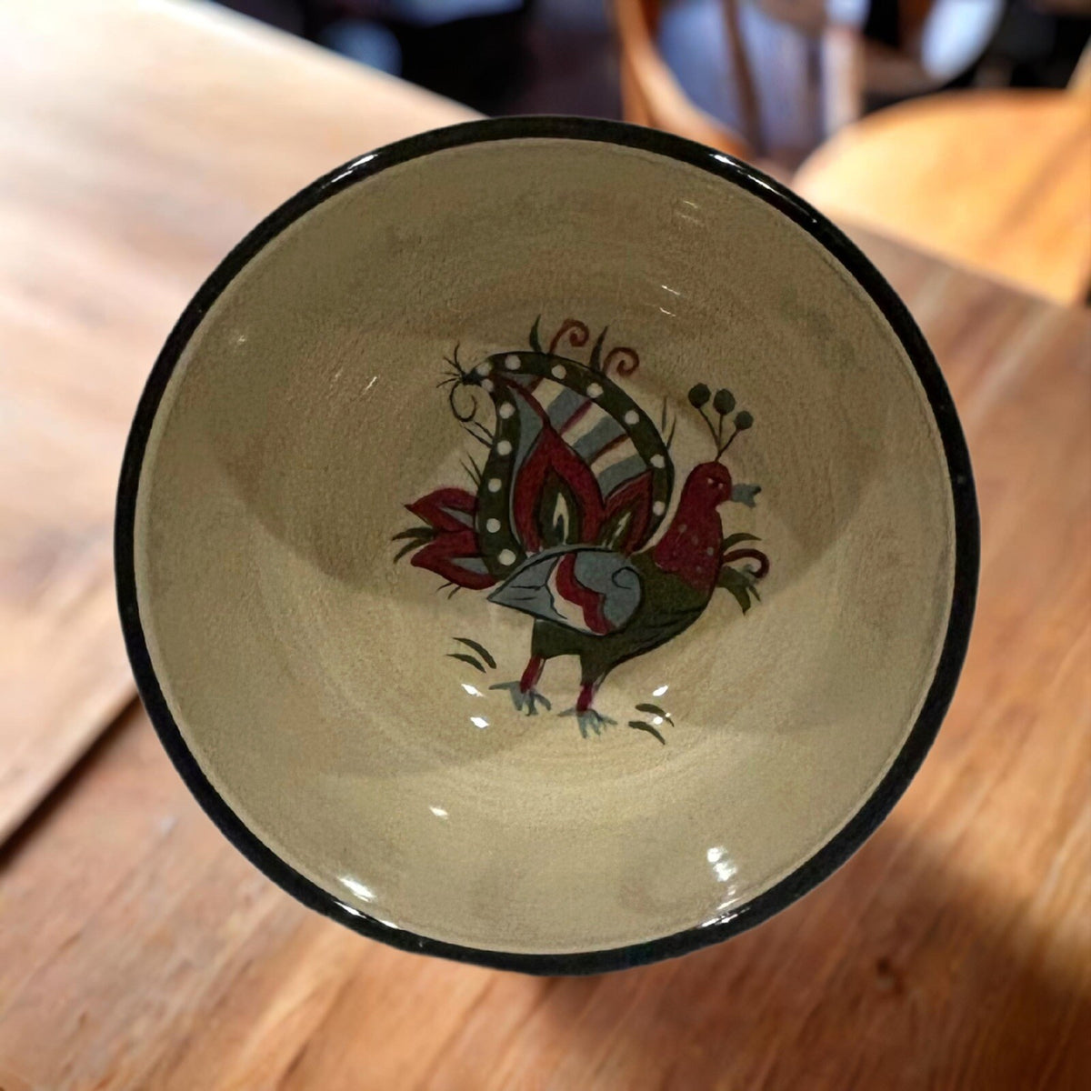 Tabletops Unlimited BOULEVARD 4 Cereal Bowls Hand Painted Bird Striped Soup Dish