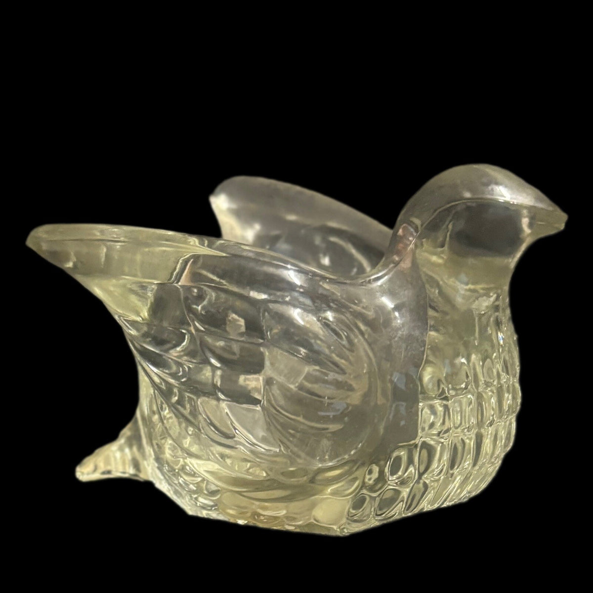 Avon Clear Glass Swan Votive Tea Light Used Vintage