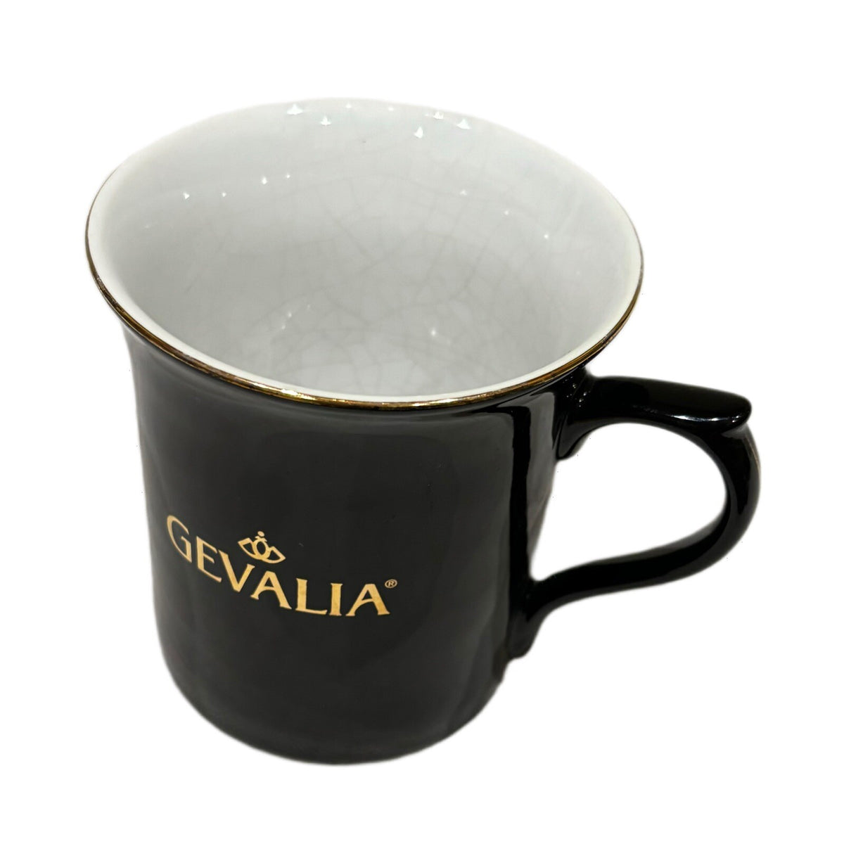 GEVALIA Black & Gold Trim Coffee Mug