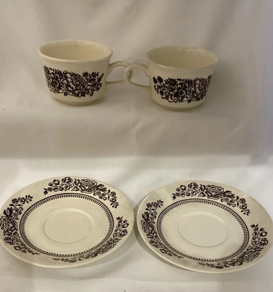 Vintage AUTUMN MIST Royal China Americana 1-Bread 4-Cups 2 Saucers Daisies USA
