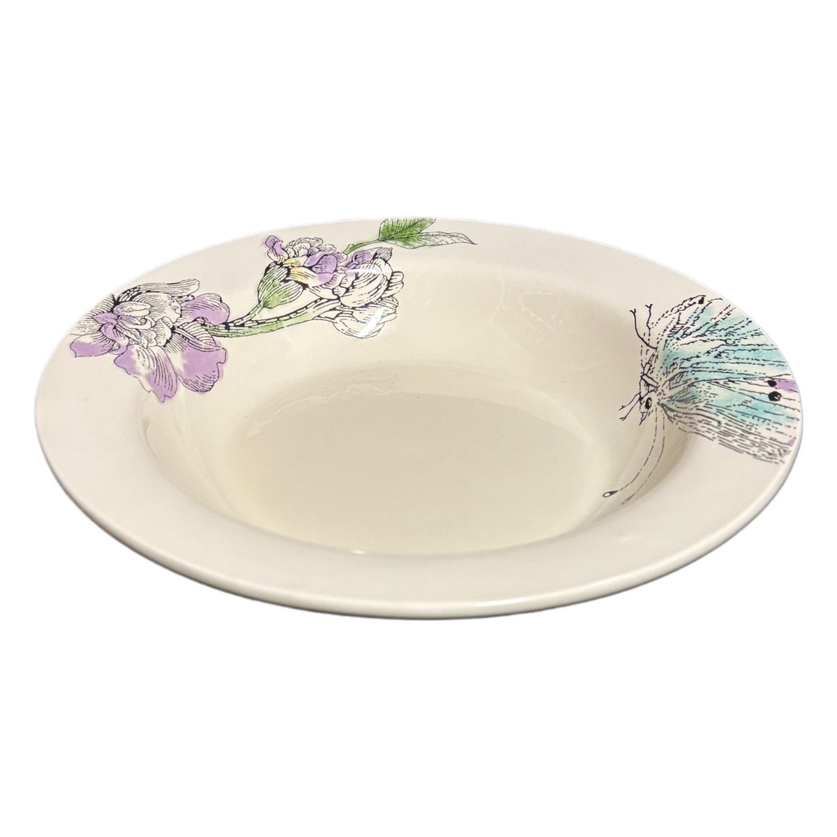 Edie Rose Home 4 Rim Soup Bowls PEACOCK COLLECTION Porcelain Pasta Dish 9 1/8"D