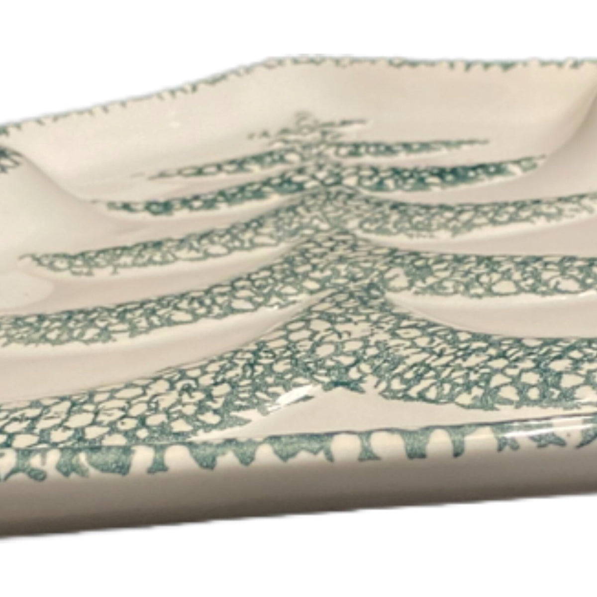 GUYROC Serving Platter Christmas Tree Shape Embossed Cookie Candy Dish 12 3/8”L