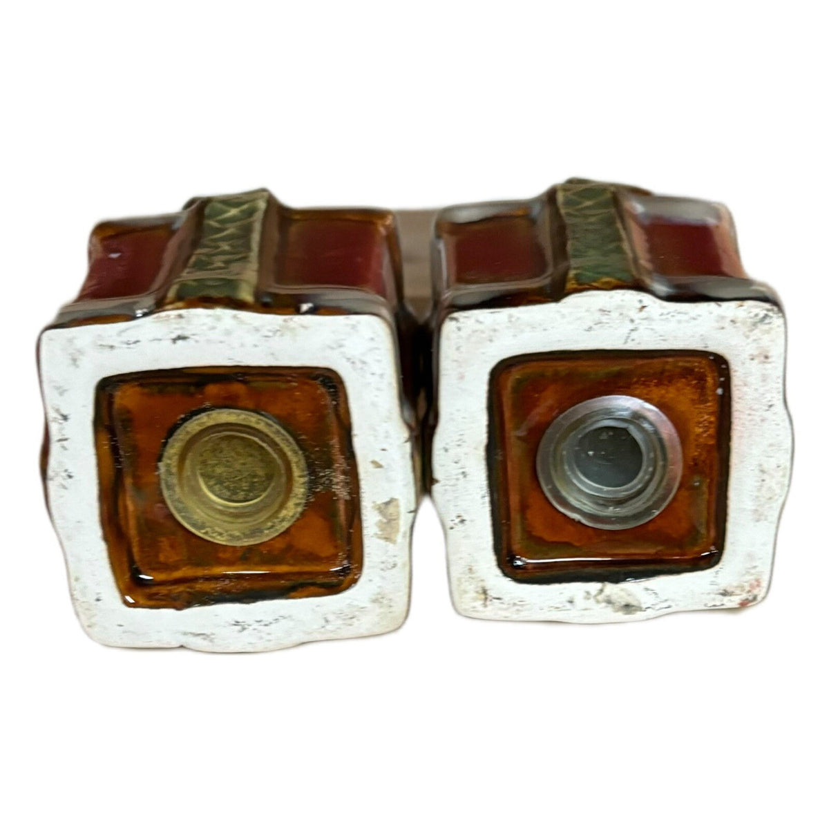 Christmas Salt Pepper Shakers Gift Packages Drip Glaze Ceramic Presents Vintage 