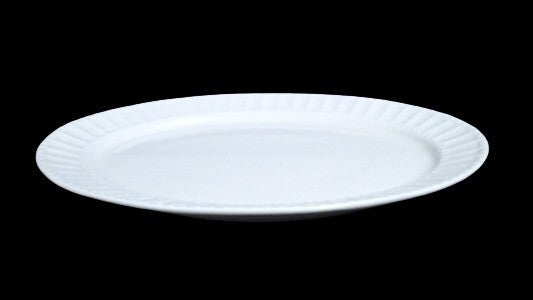 Gibson REGALIA  Oval Serving Platter 13" D White Embossed Dots Ceramic Dish