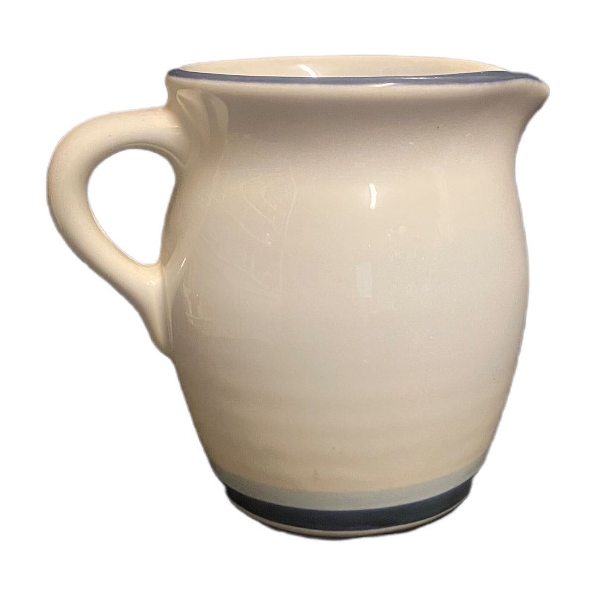 Pfaltzgraff Stoneware SKY Creamer Pitcher 14 oz Dark & Light Blue Band Milk Dish