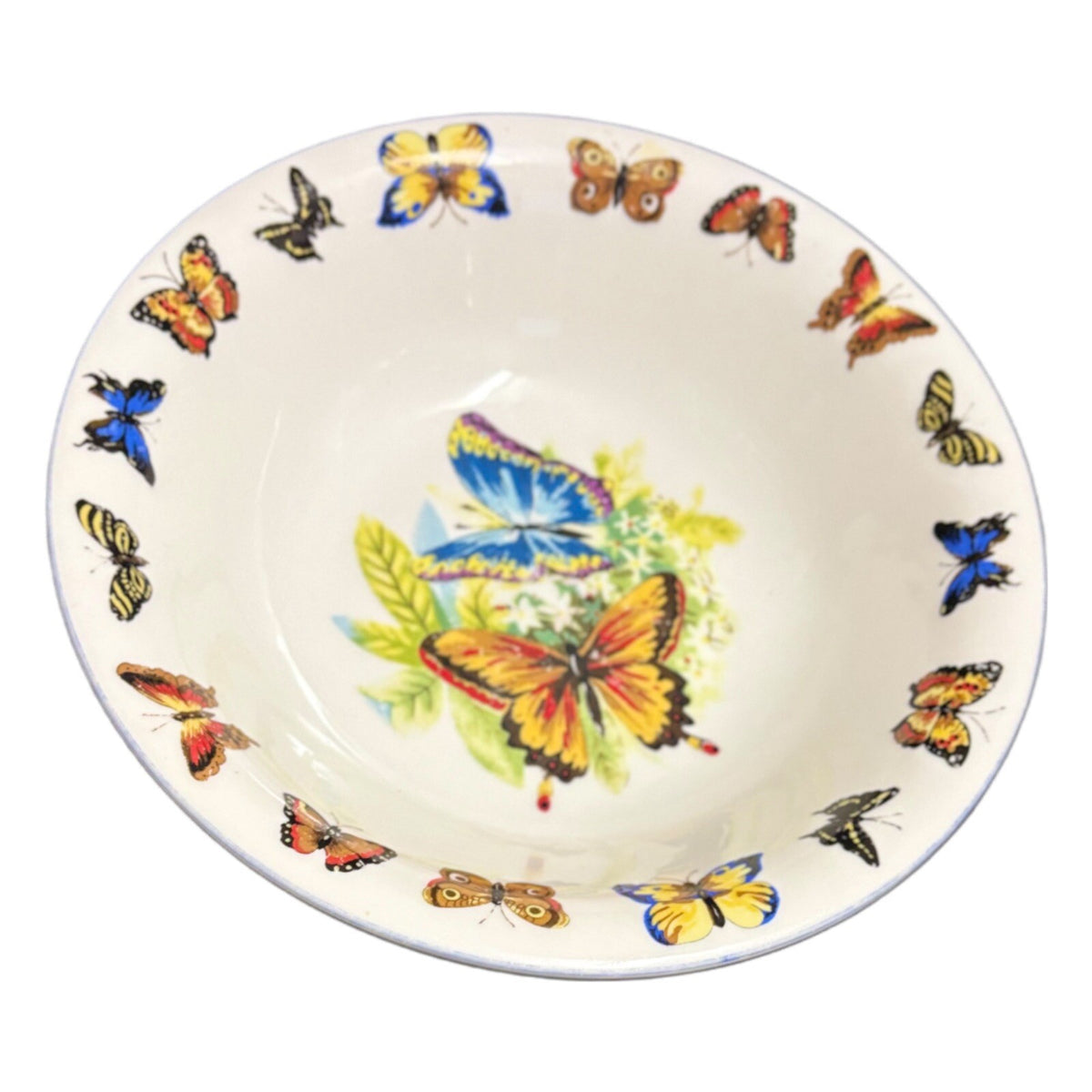 Tabletops Unlimited Soup Bowl BUTTERFLIES Oven Safe White Ceramic Pasta Dish
