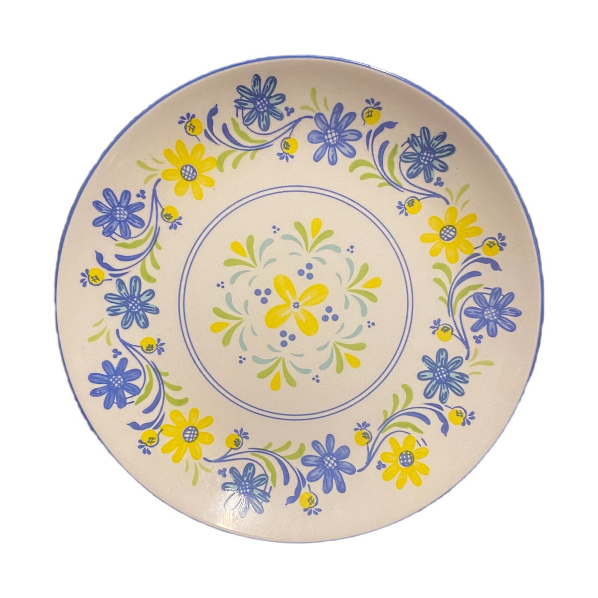 BAUM Tuscany Dinner Plate Blue Yellow Floral Ceramic 10 1/2" D  Dish