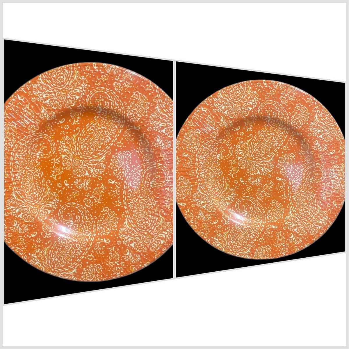 THRESHOLD MELAMINE 8-Salad Plates Yellow Orange Blue Floral & Paisley Textured