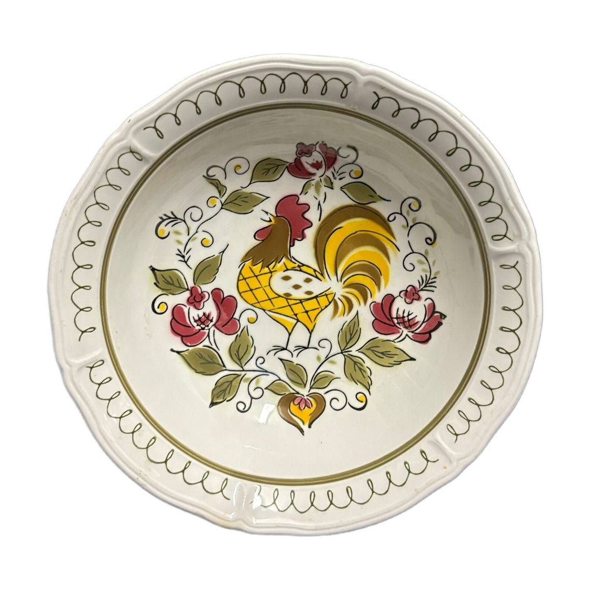 Mikasa Serving Bowl HERITAGE Round Terra Stone 7125 Japan Rooster Oven Proof